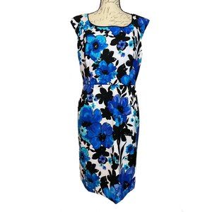 MSRP $79 Sandra Darren Sheath Floral Dress Size 12 Blue